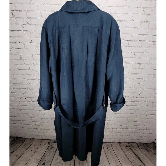 VTG Komitor Navy Buttoned Removable Liner Pockets Trench Coat 20W - Picture 2 of 16